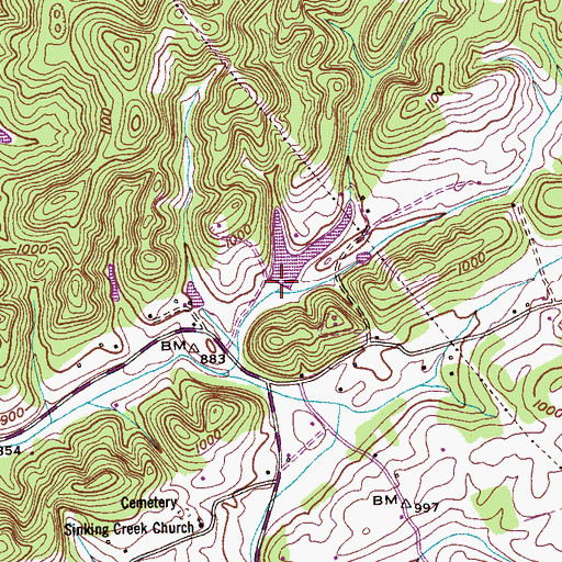 Topographic Map of Bream Hole Dam, TN