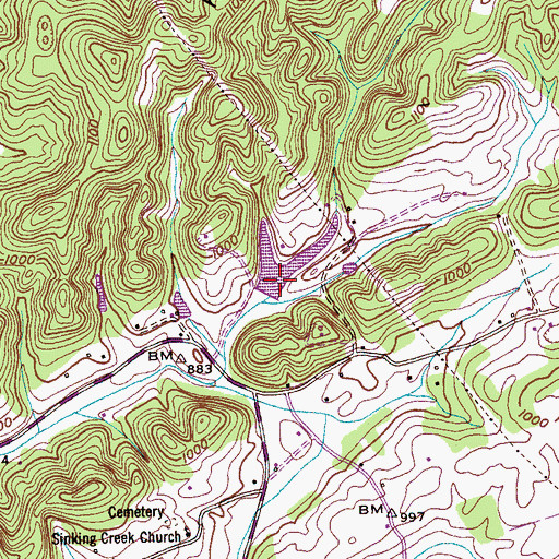 Topographic Map of Bream Hole Lake, TN