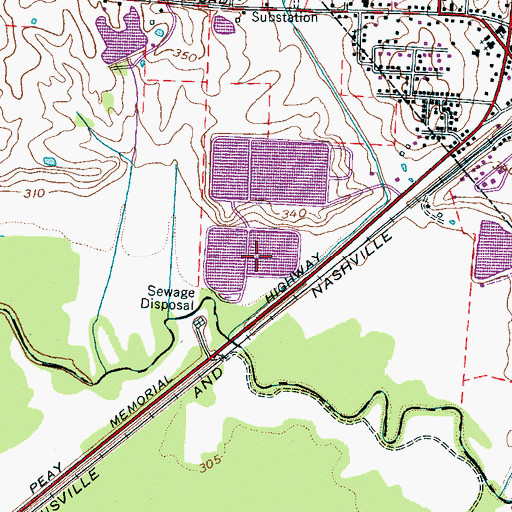 Topographic Map of Bells Aerobic Lagoon Number One Dam, TN