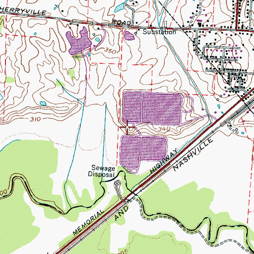 Topographic Map of Bells Aerated Lagoon Number Two Dam, TN
