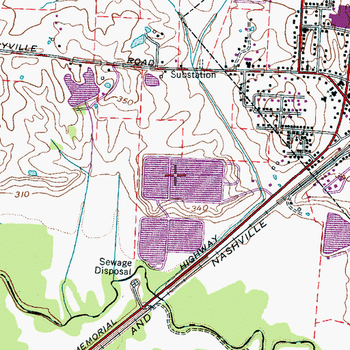 Topographic Map of Bells Aerated Lagoon Number One Dam, TN