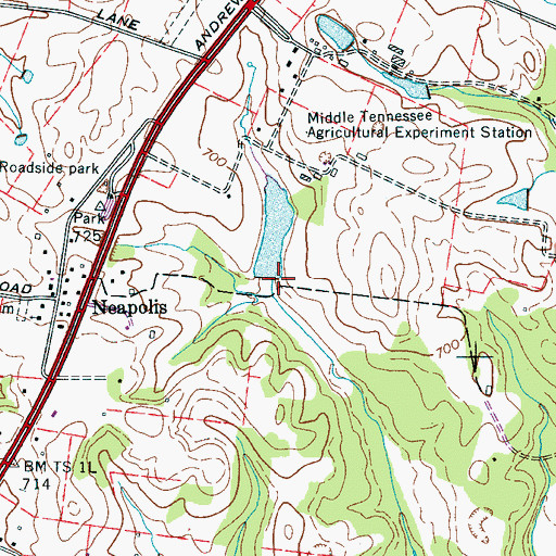 Topographic Map of University of Tennessee Experimental Farm Lake Dam, TN