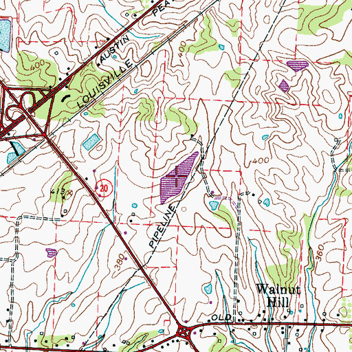 Topographic Map of Lewis Lake, TN