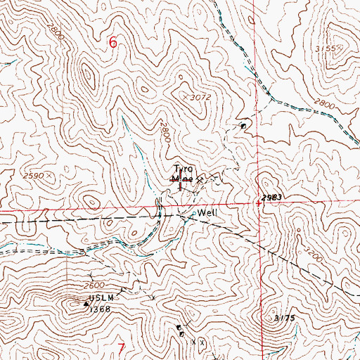 Topographic Map of Tyro Mine, AZ