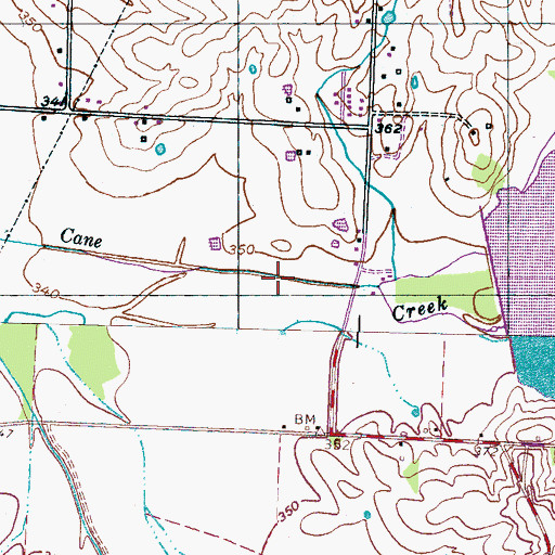 Topographic Map of Cane Creek Watershed Dam Fourteen A, TN
