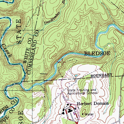 Topographic Map of State of Tennessee Reservoir, TN