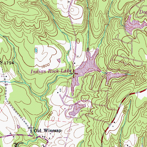 Topographic Map of Cumberland Mountain Retreat Lake, TN