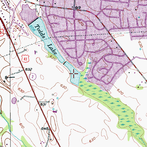 Topographic Map of Todds Lake Number Two, TN