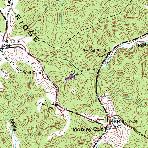 Topographic Map of McCall Lake Dam, TN