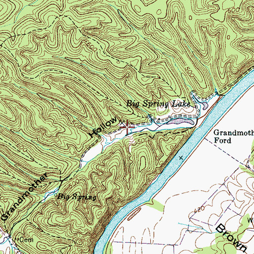 Topographic Map of Big Spring Lake Number Two Dam, TN