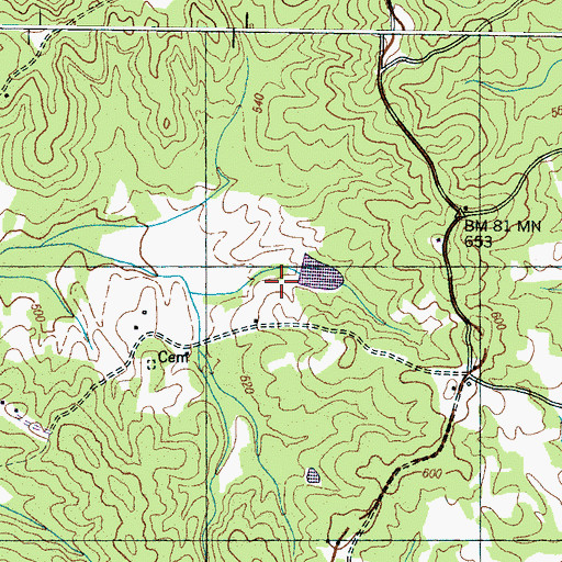 Topographic Map of Donald Halters Dam, TN