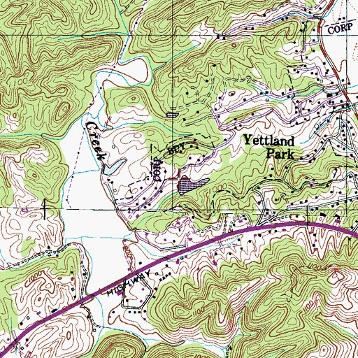 Topographic Map of Waters Estate Dam, TN