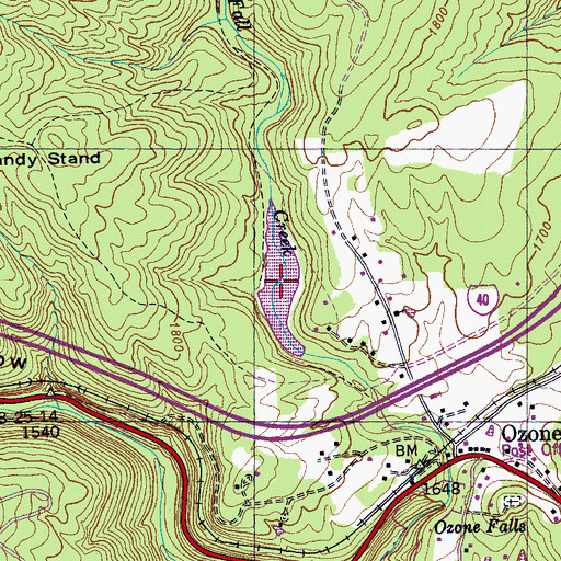 Topographic Map of Ozone Lake, TN