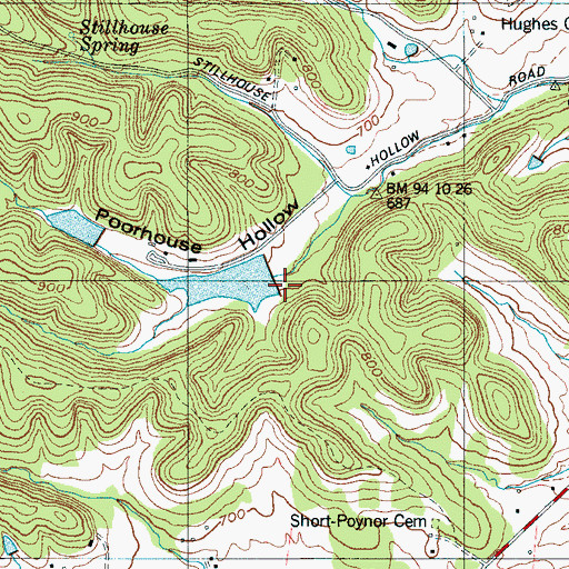 Topographic Map of Nelson Elam Dam, TN