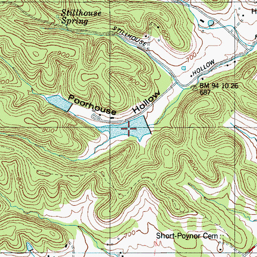 Topographic Map of Nelson Elam Lake, TN