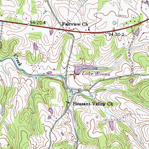 Topographic Map of Lake Weona Dam, TN