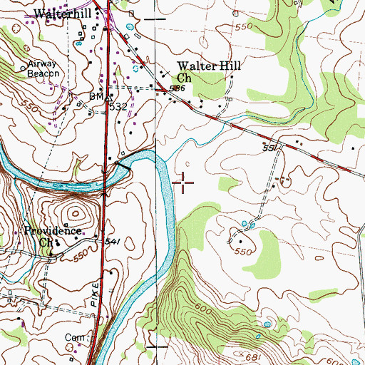 Topographic Map of Walter Hill Dam, TN