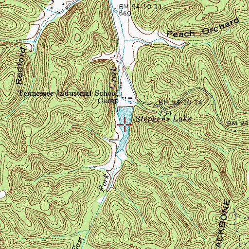 Topographic Map of Stephens Lake, TN