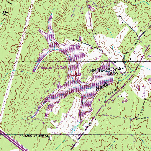 Topographic Map of Larry Turner Lake, TN
