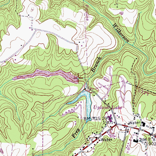 Topographic Map of Lake Alice Dam, TN