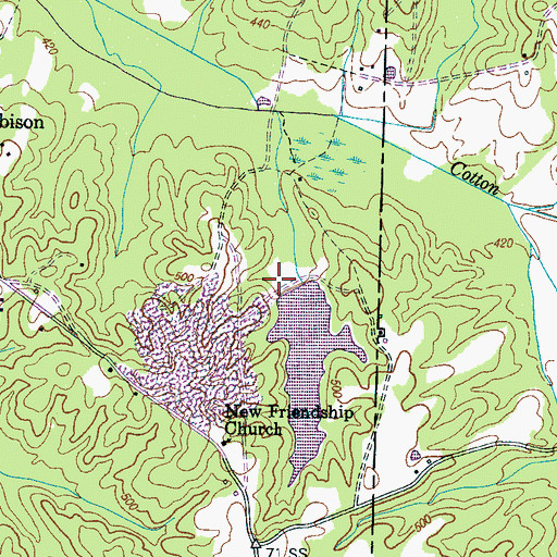Topographic Map of Cotton Creek Hunting Club Lake, TN