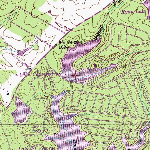 Topographic Map of Canterbury Lake, TN