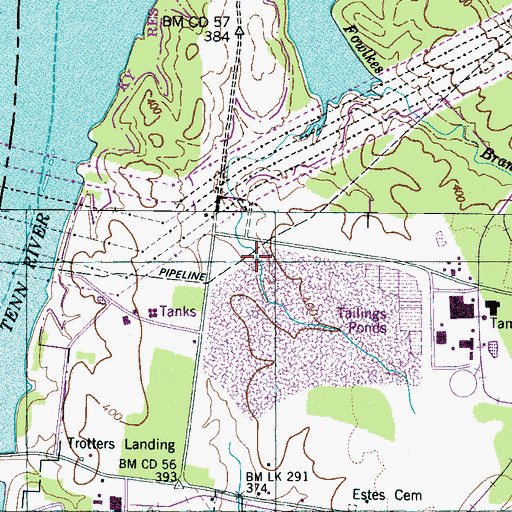 Topographic Map of Foote Mineral Company Tailings Pond, TN