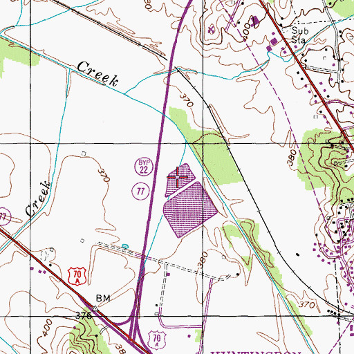 Topographic Map of Huntingdon Sewage Lagoon Lake, TN