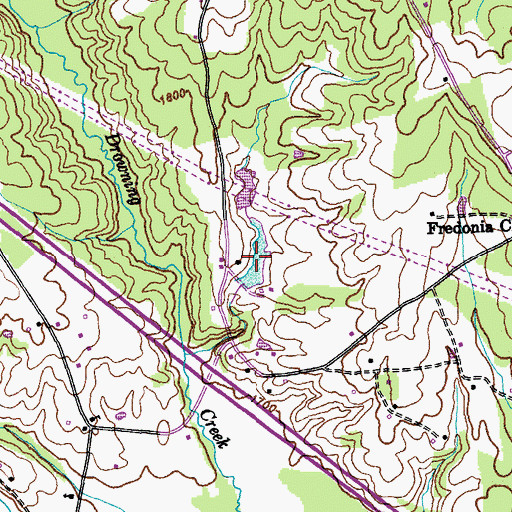 Topographic Map of Downing Creek Reservoir, TN