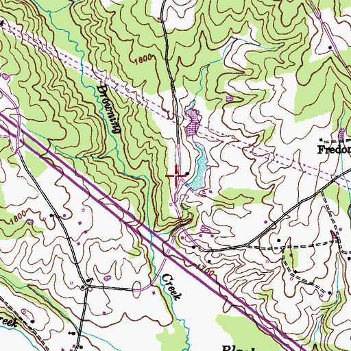 Topographic Map of Downing Creek Dam, TN