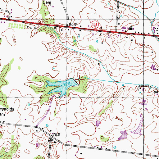 Topographic Map of Pillow Lake Dam, TN