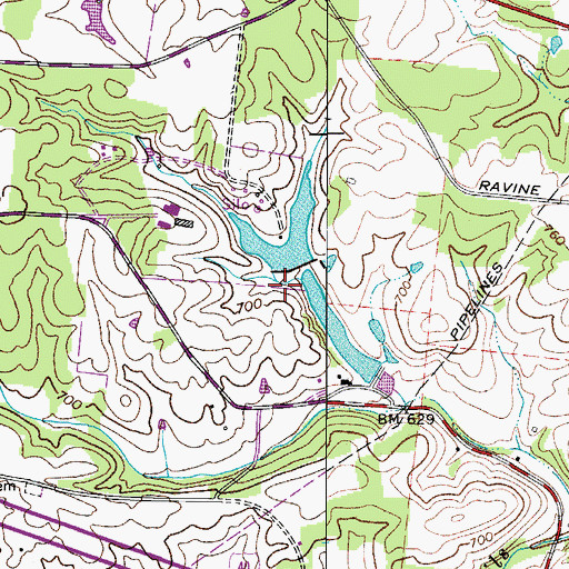 Topographic Map of Luther Lake Number Two Dam, TN