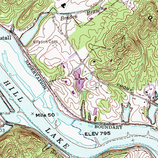 Topographic Map of Butcher Lake, TN