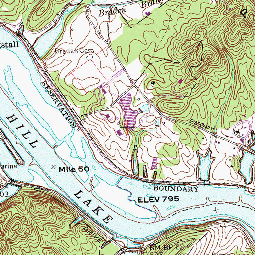 Topographic Map of Butcher Dam, TN