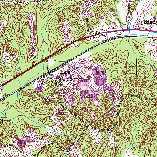 Topographic Map of Hardy Sand Company Dam, TN