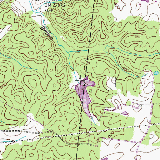 Topographic Map of Simmons Lake Dam, TN