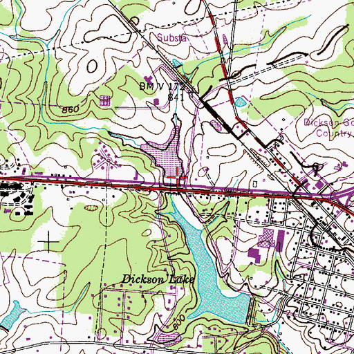 Topographic Map of New City Lake Dam, TN