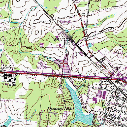 Topographic Map of New City Lake, TN