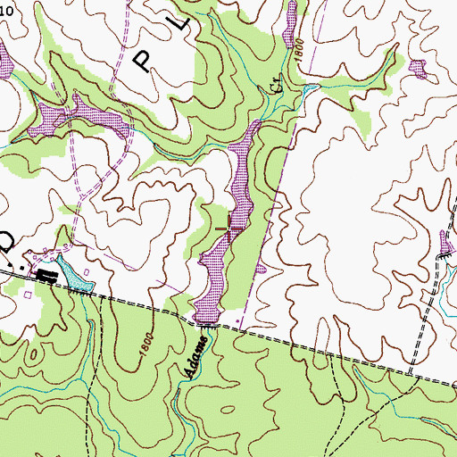 Topographic Map of Adams Creek Lake, TN