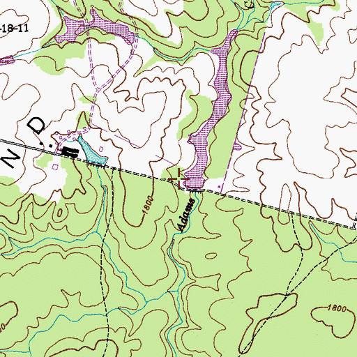 Topographic Map of Adams Creek Dam, TN