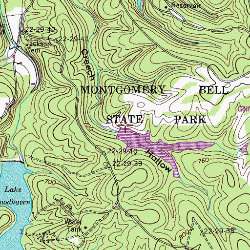 Topographic Map of Creech Hollow Lake Dam, TN
