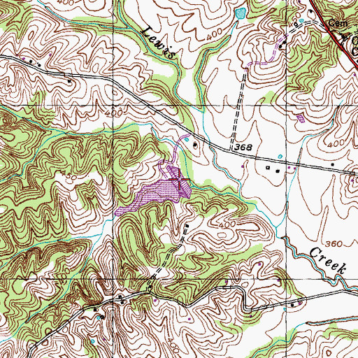 Topographic Map of Lewis Creek Tributary Lake Site 60-11 Dam, TN