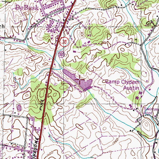 Topographic Map of Tom Austin Lake, TN