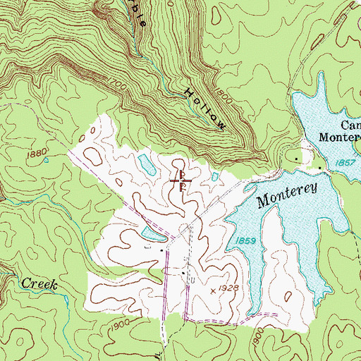 Topographic Map of Monterey Lake Number One, TN
