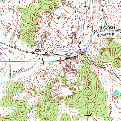 Topographic Map of Daniels Lake Dam, TN