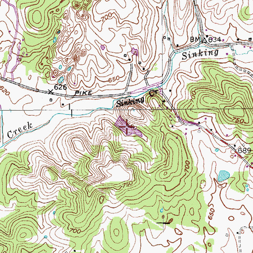 Topographic Map of Daniels Lake, TN