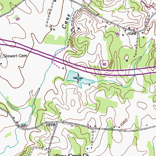 Topographic Map of Green Valley Farm Lake, TN