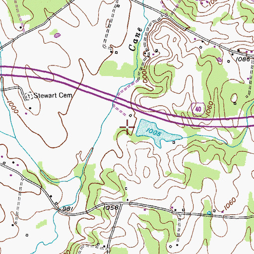 Topographic Map of Green Valley Farm Lake Dam, TN