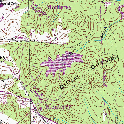 Topographic Map of J E Walker Lake, TN