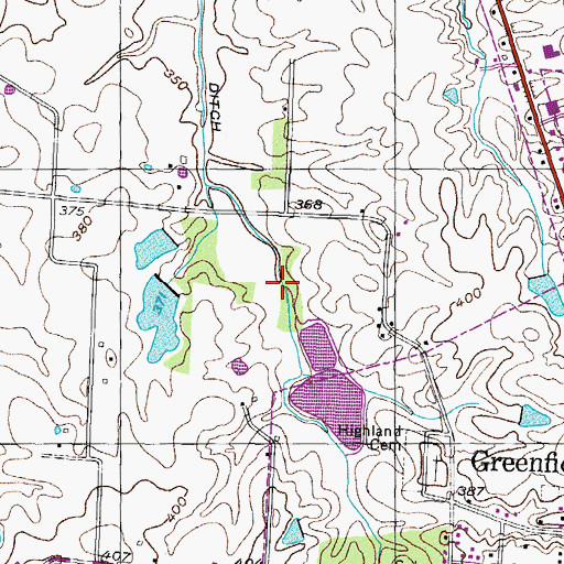 Topographic Map of Greenfield Sewage Lagoon Lake, TN